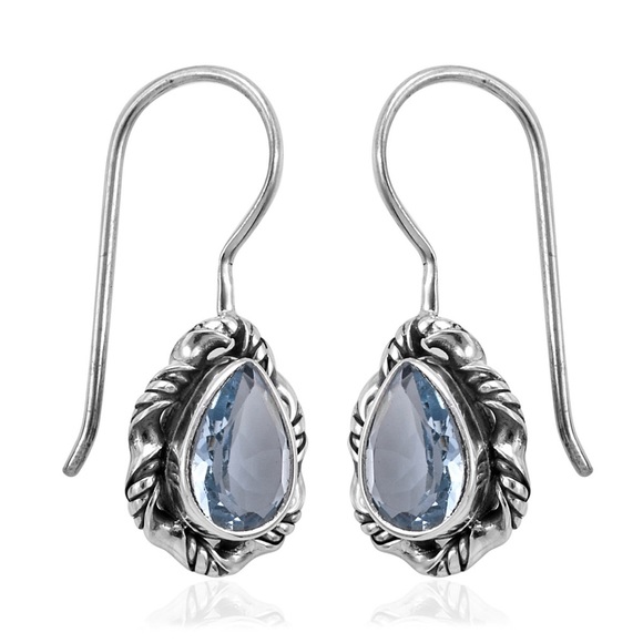 Hand Crafted Jewelry - Earth mined Blue Topaz Earrings in Sterling Silver 2.86 ctw